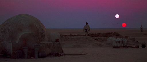Coucher de deux soleils de Tatooine Crédit : Lucasfilm Ltd. & TM. Tous droits réservés. 