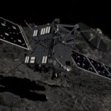 Vue d'artiste de Rosetta se posant sur la comète