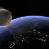 Un astéroïde impactant la Terre.