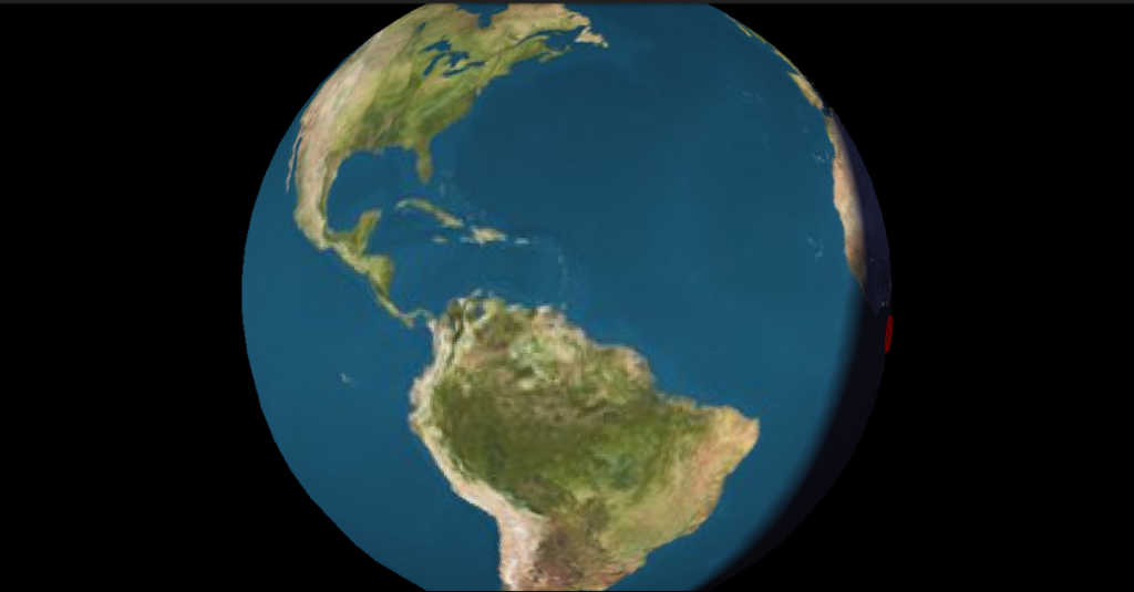 Capture d'écran de l'application Planets en mode Globe, montrant la Terre (mode tablette).